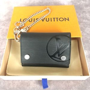 Louis Vuitton Rivets Chain Wallet Noir Epi Leather Box Receipt Date Code SN0128